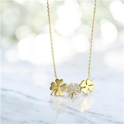 14 Ayar Altın Yonca Kolye  -  0200867