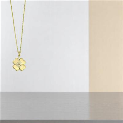 14 Ayar Altın Yonca Kolye  -  F004722