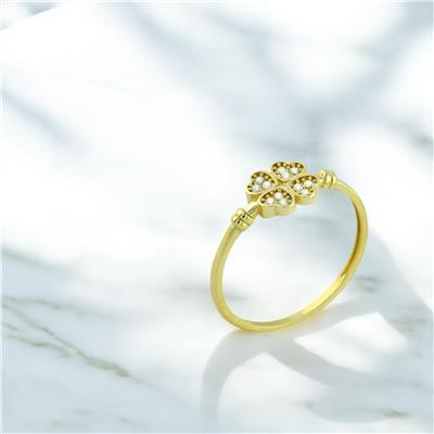 14 Ayar Altın Yonca Yüzük  -  0201314