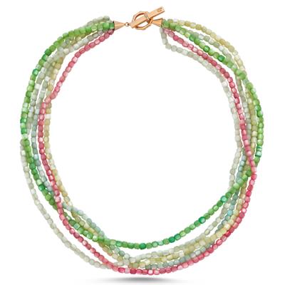 5 Renkli Sedef Boncuk ECCE Logolu Pırlantalı Kolye