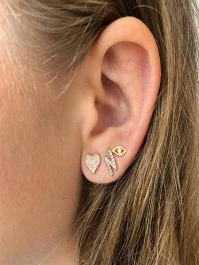 Beyaz Pırlantalı Kalp Küpe