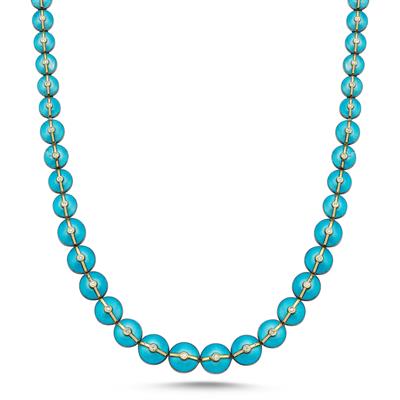 Enamelled Mini Multi Diamond Buttons Necklace