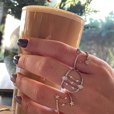 Drop Chain Link Diamond Ring