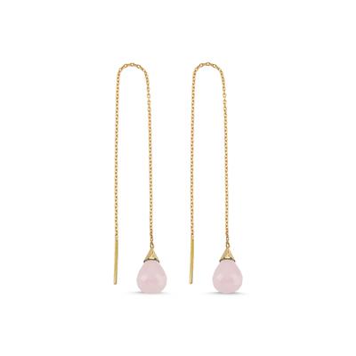 Düz Altın Zincir Turkuaz & Quartz  Doğal Taşlı Küpe