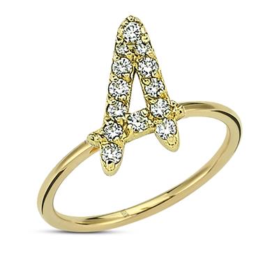 3 Kat Büyük Harfli Pırlantalı Yüzük