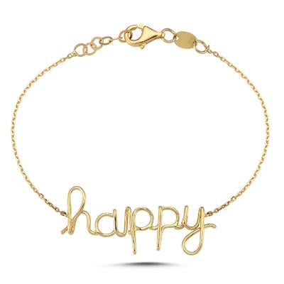 ECCE be a '' Happy '' Altın Zincir Bileklik