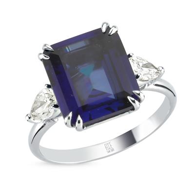 ECCE Emerald Kesim Safir   Damla Pırlantalı Yüzük