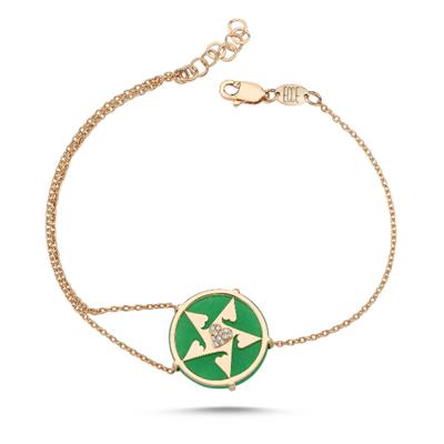 Happy Star Kalpli Pırlantalı Altın Bileklik