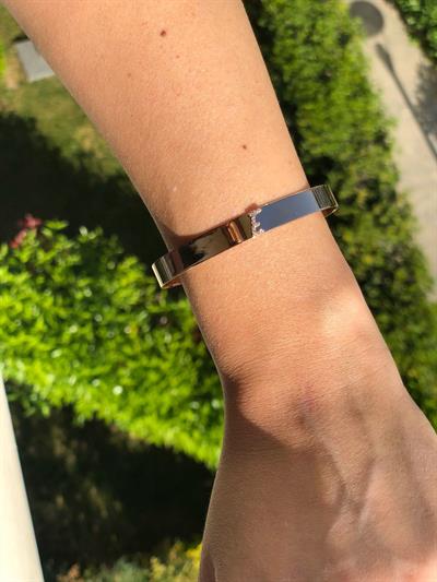 Kalın Pırlantalı Harf Kelepçe Bileklik