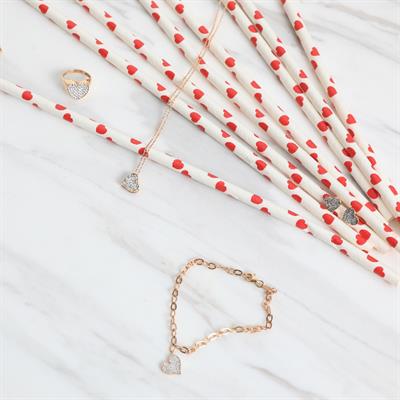 Kalp Pırlantalı İçi Dolu Kolye