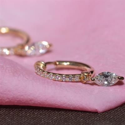 Markiz Pırlantalı Halka Küçük Küpe