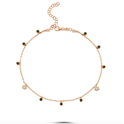 Mineli Pırlantalı Zincir Kolye