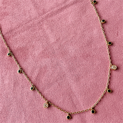 Mineli Pırlantalı Zincir Kolye