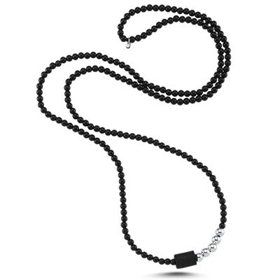 ECCE Onix Abonoz Ağaç Uçlu Altın Toplu Erkek Kolye