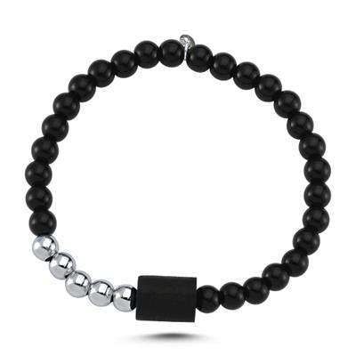 Onix Abonoz Ağaç Uçlu Altın Toplu Erkek Bileklik