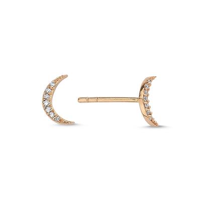 Pembe Altın Büyük Pırlantalı Hilal Küpe