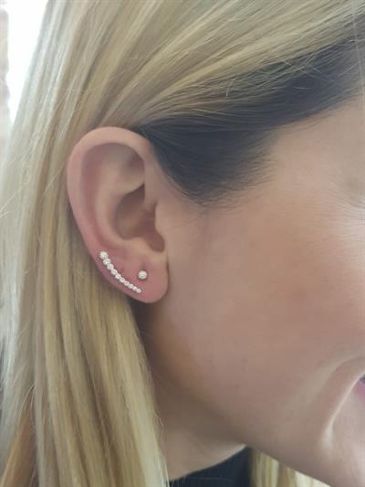 Pembe Altın Pırlantalı 10 Taş Küpe