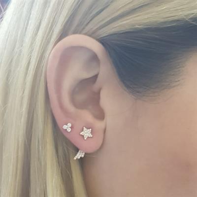 Pembe Altın Pırlantalı Arkadan Geçmeli Kutup Yıldızı Küpe Arkalığı