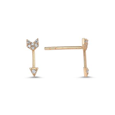 Pembe Altın Pırlantalı Ok Küpe