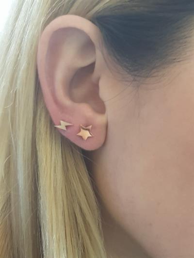 Pembe Altın Şimşek Küpe