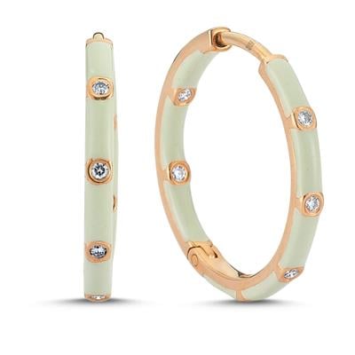 Renkli Mineli Pırlantalı Gökkuşağı Küpeler