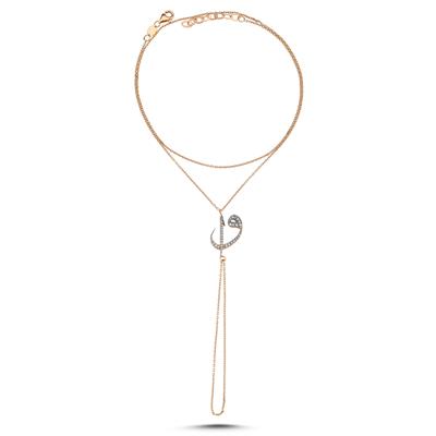 ECCE Elif Vav Pırlantalı Şahmeran   Kolye