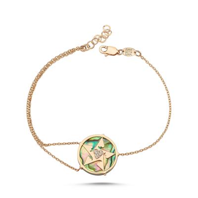 Happy Star Kalpli Pırlantalı Altın Bileklik