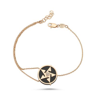 Happy Star Kalpli Pırlantalı Altın Bileklik