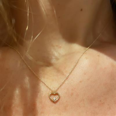 Mini Pırlantalı Kalp Kolye