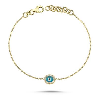 Nazar Boncuklu Tohum İlaveli Çift Taraflı Pırlantalı Bileklik - Mini