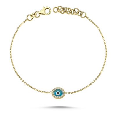 Nazar Boncuklu Çift Taraflı Pırlantalı Bileklik - Mini