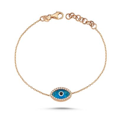 Nazar Boncuklu Çift Taraflı Pırlantalı Bileklik