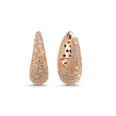 Pırlantalı Bombe El Yapımı Altın Halka Küpe