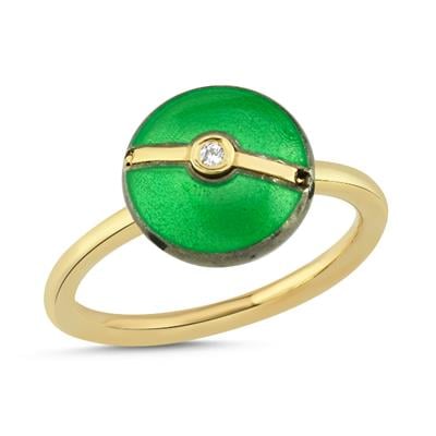 Enamelled Mini Multi Diamond Buttons Ring