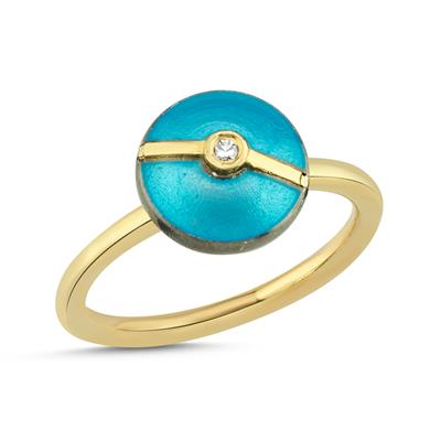 Enamelled Mini Multi Diamond Buttons Ring