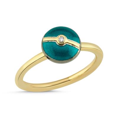 Enamelled Mini Multi Diamond Buttons Ring