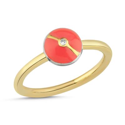 Enamelled Mini Multi Diamond Buttons Ring
