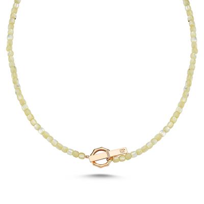 Renkli Sedef Boncuk ECCE Logolu Pırlantalı Kolye