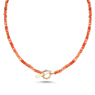 Renkli Sedef Boncuk ECCE Logolu Pırlantalı Kolye