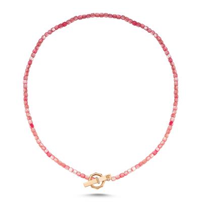 Renkli Sedef Boncuk ECCE Logolu Pırlantalı Kolye