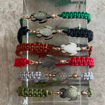 Sedef Kaplumbağa Altın Toplu İp Bileklik