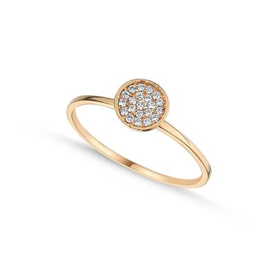 Single Pave Diamond Round Ring