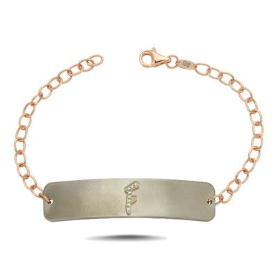 Titanyum Kişiye Özel Pırlantalı Harf Bileklik