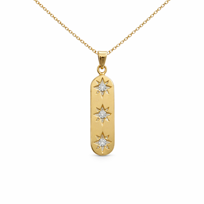 Üç Yıldızlı Pırlantalı Plaka Kolye