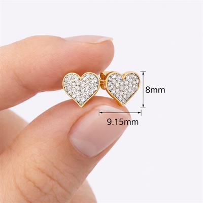 Beyaz Pırlantalı Kalp Küpe