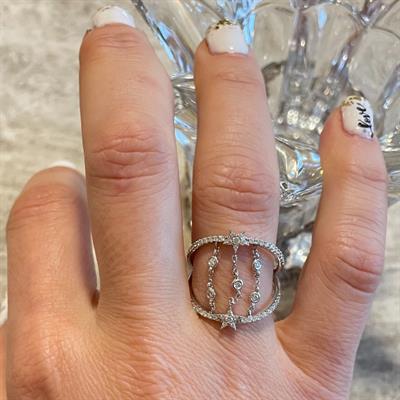 Yıldız Zincir Bağlantılı Pırlantalı Yüzük