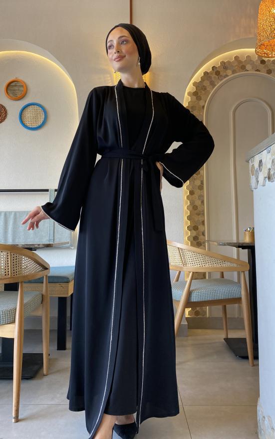İNCE TAŞ DETAY ABAYA TAKIM