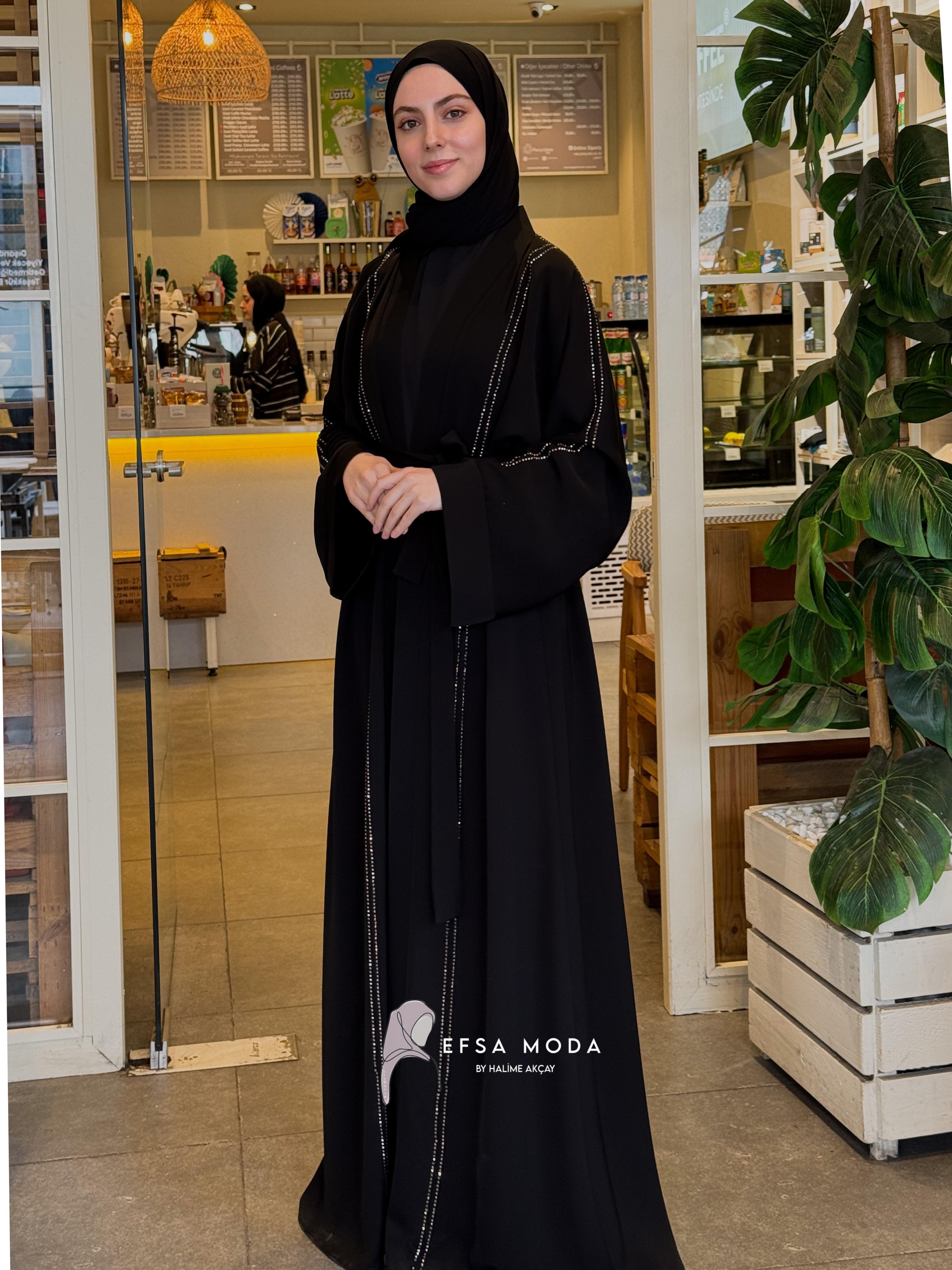 IŞILTI ŞERİT ABAYA