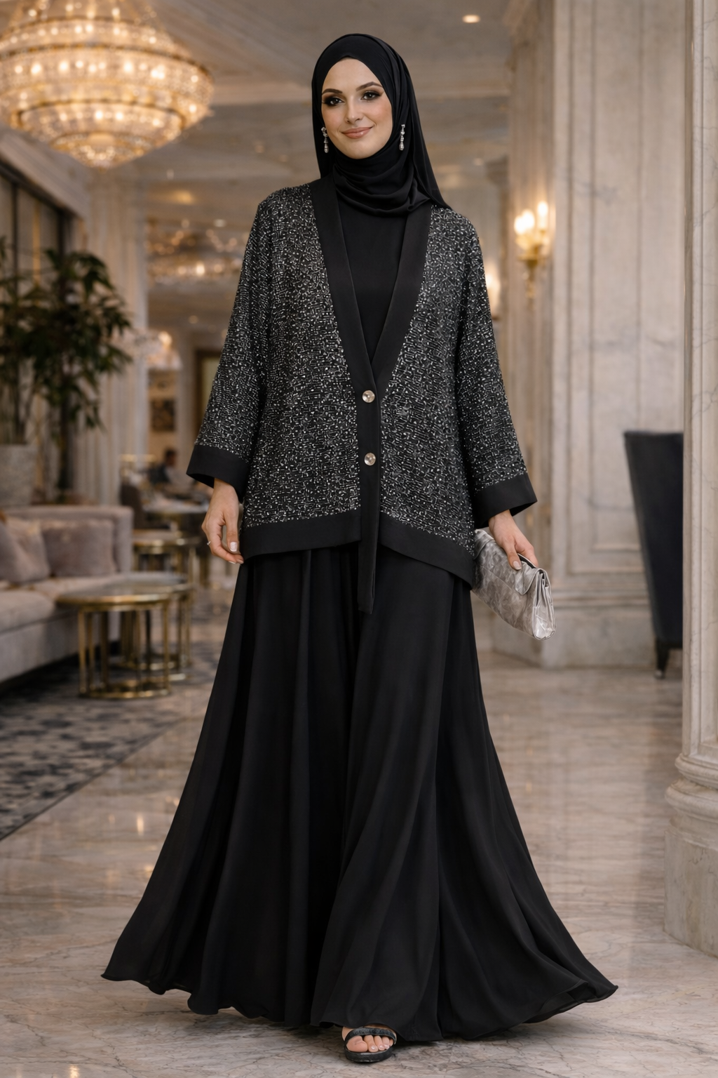 MOCCA IŞILTILI TAKIM SİYAH