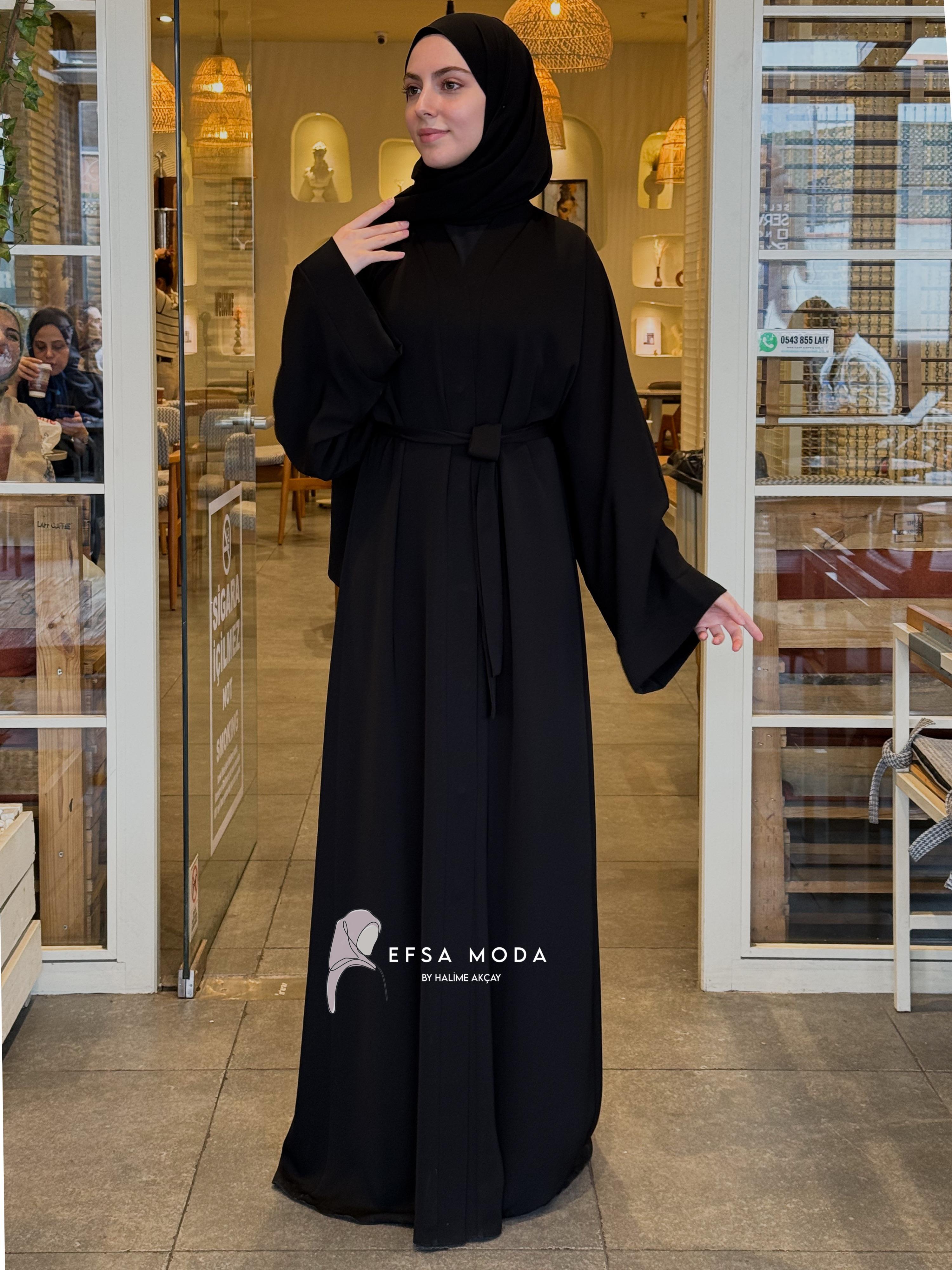 SADE SİYAH ABAYA